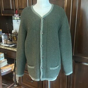 Jags-Tracht KIRRER Austria Sz 50 100% Wool Green Cardigan Sweater